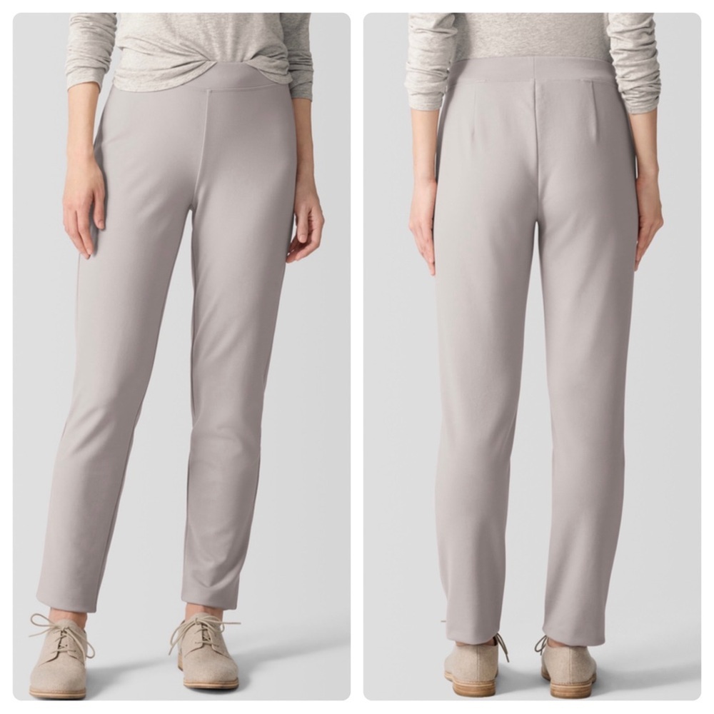 Eileen Fisher Crepe Viscose Blend Stretch Pants in Light Gray Size XS